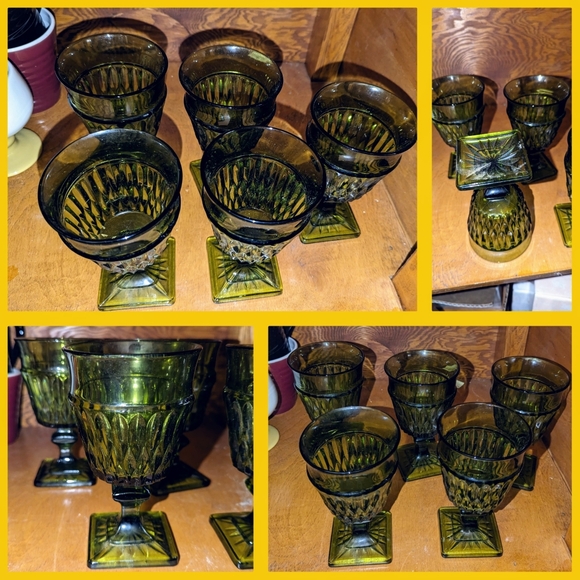 Set of 5 Avocado green desert glasses